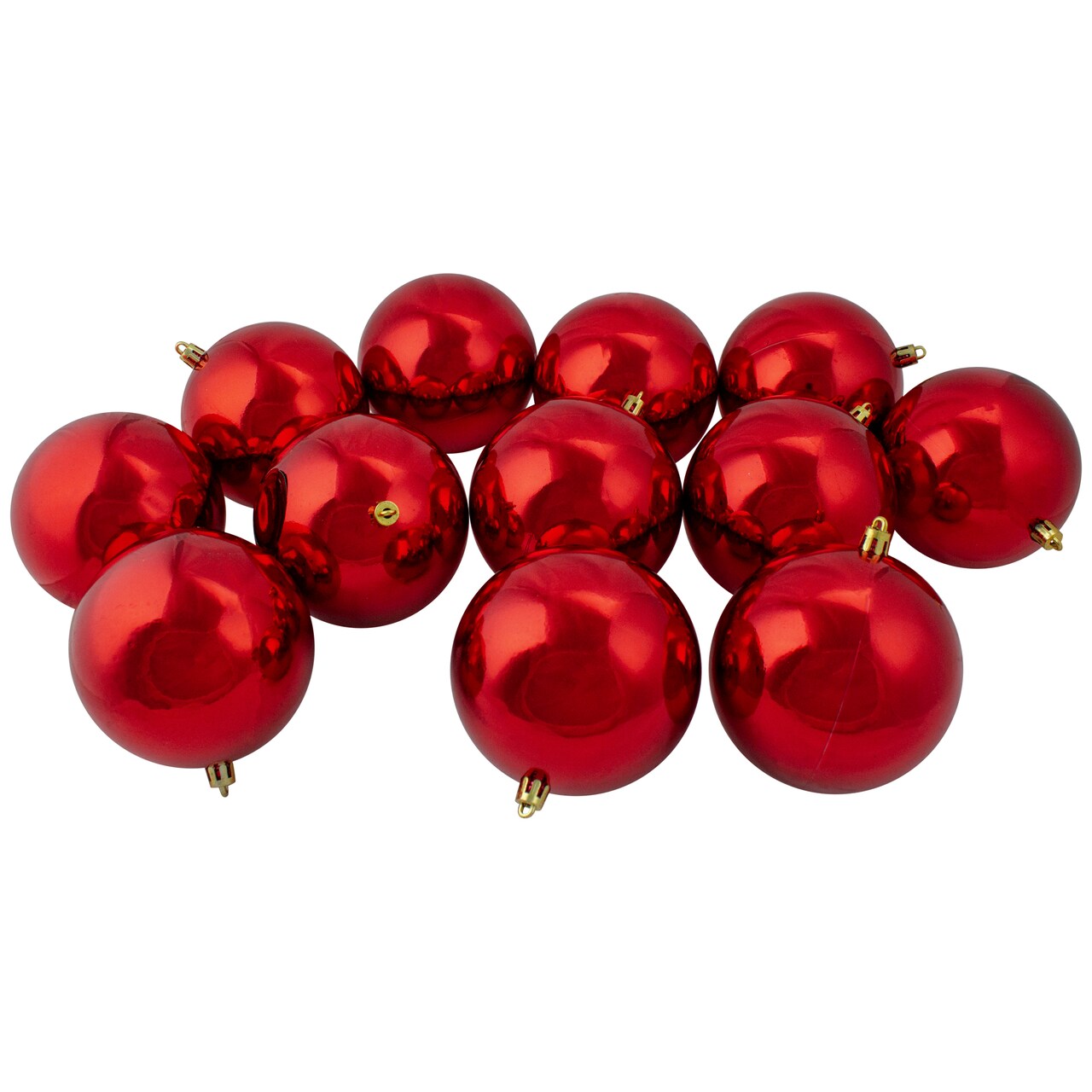 Northlight 12ct Red Hot Shiny Shatterproof Christmas Ball Ornaments 4" (100mm)